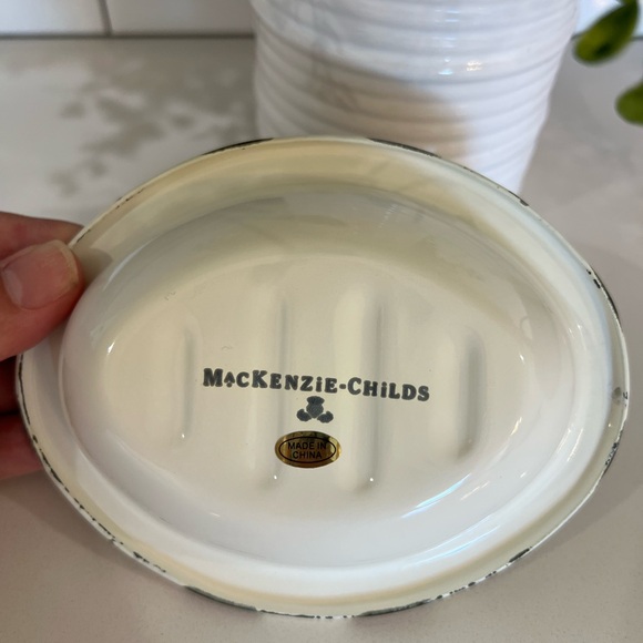 MacKenzie-Childs Black and Cream Checkered Small Ceramic Dish - Picture 3 of 4